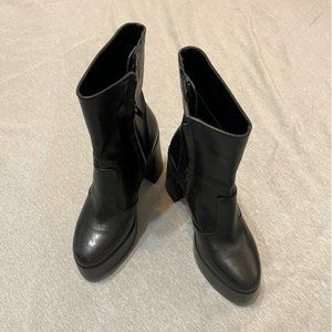 GIANNI BINI Black Levi Tate Leather Platform Mid Boots Size 7 1/2